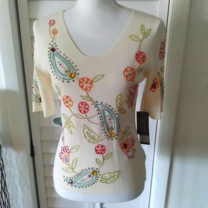 NWT Josephine Chaus beaded paisley sweater. Sz. PM